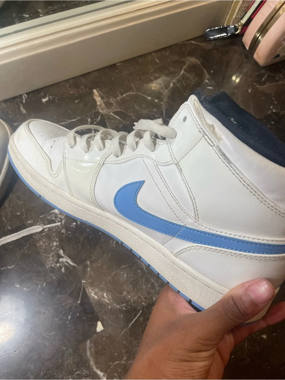 Jordan Mid-Top Sneakers in White and Light Blue
